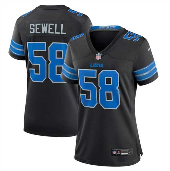 Womens Detroit Lions #58 Penei Sewell Black 2nd Alternate Stitched Jersey Dzhi